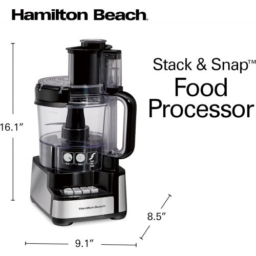  Hamilton Beach 12-Cup Stack & Snap Food Processor & Vegetable Chopper, Black (70725A)