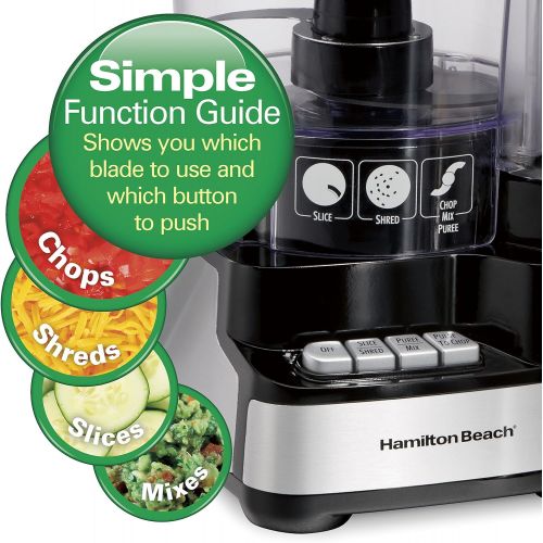  Hamilton Beach 12-Cup Stack & Snap Food Processor & Vegetable Chopper, Black (70725A)