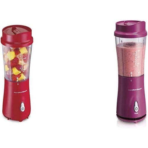  Hamilton Beach Personal Blender for Shakes and Smoothies with 14oz Travel Cup and Lid, Red (51101RV) & Personal Blender for Shakes and Smoothies with 14oz Travel Cup and Lid