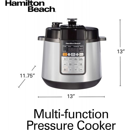  Hamilton Beach 10-in-1 Multi-Function Electric Pressure Cooker, 6 quart, with Brown/Saute, Steam and Rice, Smart Cooking Presets, Grey (34500)