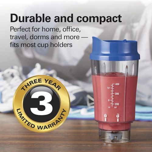  Hamilton Beach Personal Smoothie Blender With 14 Oz Travel Cup And Lid, Blue 51132