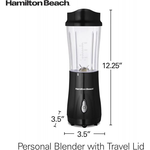  Hamilton Beach Personal Blender for Shakes and Smoothies with 14 Oz Travel Cup and Lid, Black (51101AV)