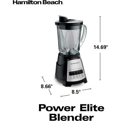  Hamilton Beach 58148A Blender to Puree - Crush Ice - and Make Shakes and Smoothies - 40 Oz Glass Jar - 12 Functions - Black and Stainless,8.66 x 6.5 x 14.69 inches