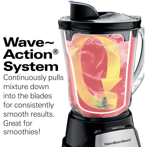  Hamilton Beach 58148A Blender to Puree - Crush Ice - and Make Shakes and Smoothies - 40 Oz Glass Jar - 12 Functions - Black and Stainless,8.66 x 6.5 x 14.69 inches