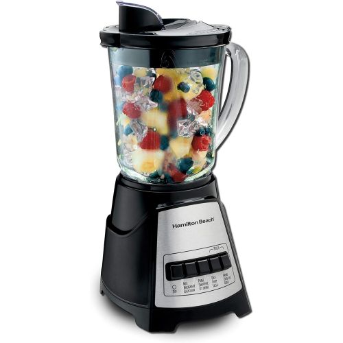  Hamilton Beach 58148A Blender to Puree - Crush Ice - and Make Shakes and Smoothies - 40 Oz Glass Jar - 12 Functions - Black and Stainless,8.66 x 6.5 x 14.69 inches