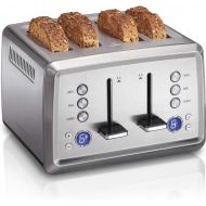 Hamilton Beach 24796 Toaster with Bagel & Defrost Settings, Toast Boost, Slide-Out Crumb Tray Extra Wide Slot, 4 Slice - Digital, Stainless Steel
