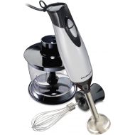 Hamilton Beach 59765 Immersion Hand Blender with Blending Wand, Whisk and 3-Cup Food Chopping Bowl, 3-Piece, Silver and Stainless Steel