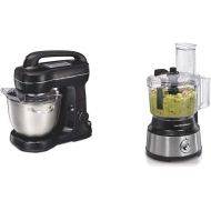 Hamilton Beach Electric Stand Mixer & 10-Cup Food Processor & Vegetable Chopper with Bowl Scraper, Stainless Steel (70730)