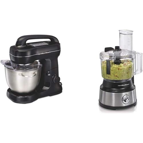  Hamilton Beach Electric Stand Mixer & 10-Cup Food Processor & Vegetable Chopper with Bowl Scraper, Stainless Steel (70730)