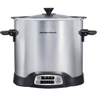 Hamilton Beach Sear & Cook Stock Pot Slow Cooker with Stovetop Safe Crock, Large 10 Quart Capacity, Programmable, Silver (33196)