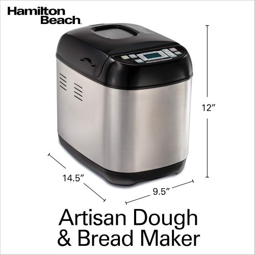  Hamilton Beach Bread Maker Machine Artisan and Gluten-Free, 2 lbs Capacity, 14 Settings, Digital, Stainless Steel, Black and Stainless (29885)
