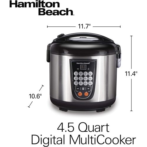  Hamilton Beach Digital Programmable Rice and Slow Cooker & Food Steamer, 20 Cups Cooked (10 Cups Uncooked), 14 Pre-Programmed Settings for Sear Saute, Hot Cereal, Soup, Nonstick Po