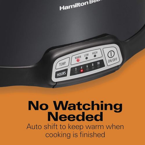  Hamilton Beach Programmable Slow Cooker with Three Temperature Settings, 7-Quart + Lid Latch Strap, Black