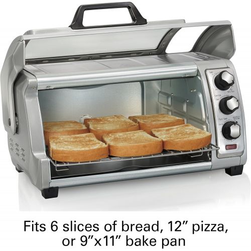  Hamilton Beach 6-Slice Countertop Toaster Oven with Easy Reach Roll-Top Door, Bake Pan, Silver (31127D)