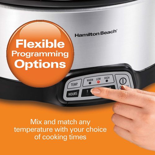  Hamilton Beach 7-Quart Programmable Slow Cooker With Flexible Easy Programming, Dishwasher-Safe Crock & Lid, Silver (33473)