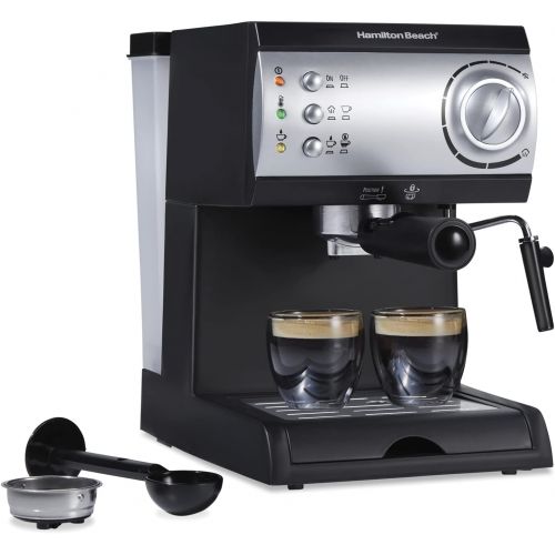  Hamilton Beach Espresso Machine with Steamer - Cappuccino, Mocha, & Latte Maker (40715)