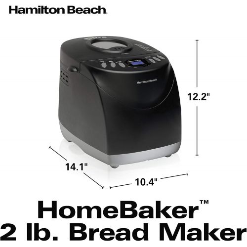  Hamilton Beach Bread Maker Machine, Digital, Programmable, 12 Settings + Gluten Free, Dishwasher Safe Pan + Kneading Paddle, 2 lb Capacity, Black (29882)