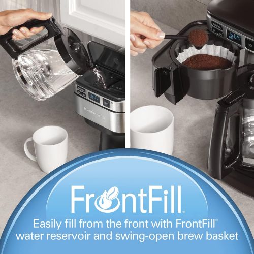  Hamilton Beach Programmable Coffee Maker, 12 Cups, Front Access Easy Fill, Pause & Serve, 3 Brewing Options, Black (46310)