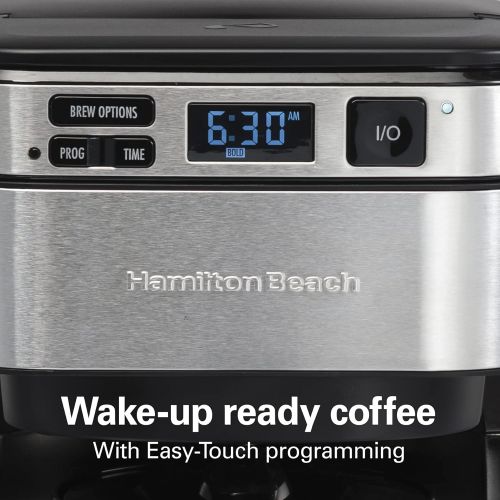  Hamilton Beach Programmable Coffee Maker, 12 Cups, Front Access Easy Fill, Pause & Serve, 3 Brewing Options, Black (46310)