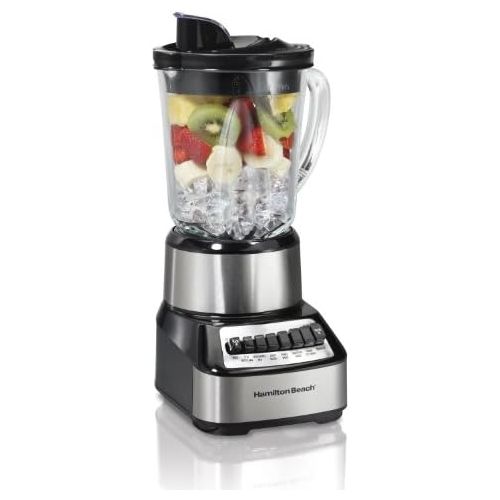  Hamilton Beach Wave Crusher Blender with 40 Oz Glass Jar and 14 Functions for Puree, Ice Crush, Shakes and Smoothies, Stainless Steel (54221)