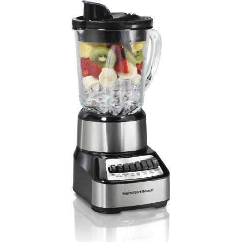  Hamilton Beach Wave Crusher Blender with 40 Oz Glass Jar and 14 Functions for Puree, Ice Crush, Shakes and Smoothies, Stainless Steel (54221)