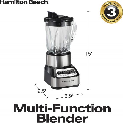  Hamilton Beach Wave Crusher Blender with 40 Oz Glass Jar and 14 Functions for Puree, Ice Crush, Shakes and Smoothies, Stainless Steel (54221)