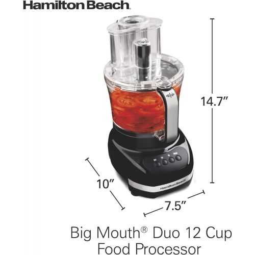  Hamilton Beach Big Mouth Duo Plus 12 Cup Food Processor & Vegetable Chopper with Additional Mini 4 Cup Bowl, Black (70580)