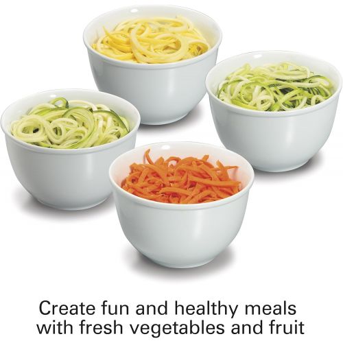  Hamilton Beach 3-in-1 Electric Vegetable Spiralizer & Slicer With 3 Cutting Cones for Veggie Spaghetti, Linguine, and Ribbons, 6-Cups, Black,70930