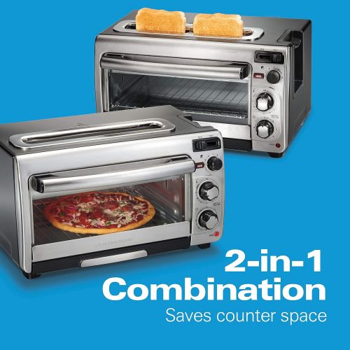  Hamilton Beach 2-in-1 Countertop Oven and Long Slot Toaster, Stainless Steel, 60 Minute Timer and Automatic Shut Off (31156)