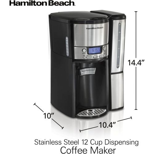  Hamilton Beach Brewstation Dispensing Coffee Maker with 12 Cup Internal Brew Pot, Removable Reservoir, Black & Stainless Steel