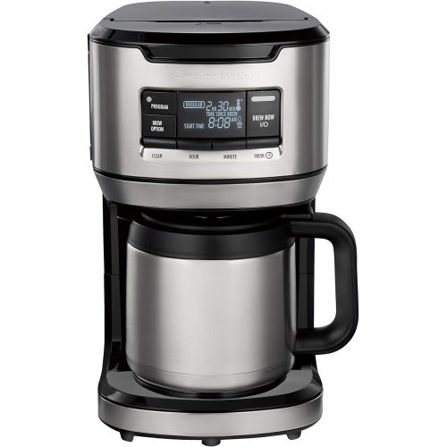  Hamilton Beach Programmable Front-Fill Coffee Maker with Thermal Carafe (46391), 12 Cup Capacity, Black and Stainless