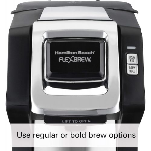  Hamilton Beach 49979 FlexBrew Single-Serve Coffee Maker Compatible with Pod Packs and Grounds, Black & Chrome