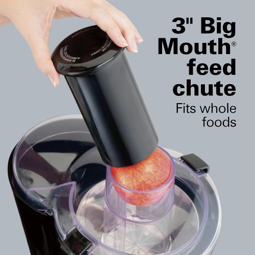 Hamilton Beach Juicer Machine, Centrifugal Extractor Big Mouth 3” Feed Chute for Whole Fruits & Vegetables, Easy to Clean, 2 Speeds, 800 Watts, BPA Free, Black and Silver (67750)