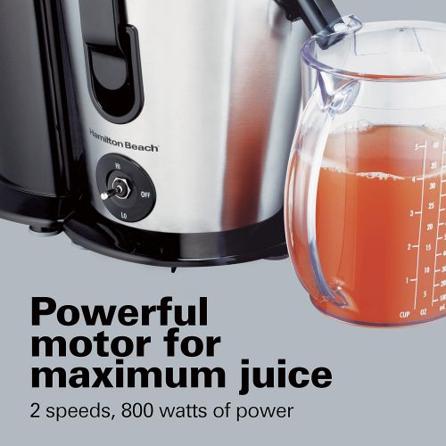  Hamilton Beach Juicer Machine, Centrifugal Extractor Big Mouth 3” Feed Chute for Whole Fruits & Vegetables, Easy to Clean, 2 Speeds, 800 Watts, BPA Free, Black and Silver (67750)