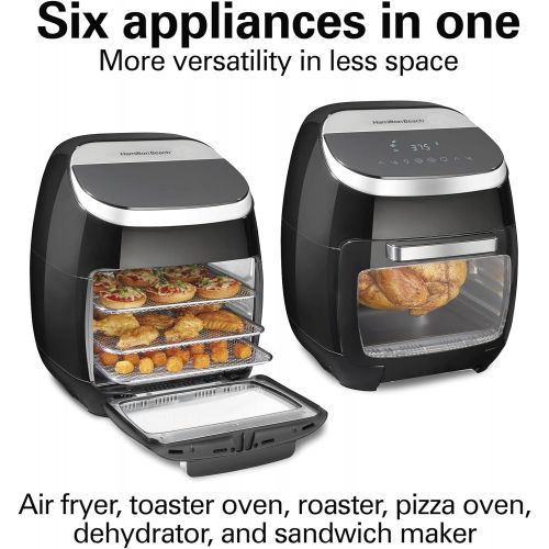  Hamilton Beach 11.6 QT Digital Air Fryer Oven with Rotisserie and Rotating Basket, 8 Pre-Set Functions including Dehydrator, Roaster & Toaster, 1700W, Black (35070)