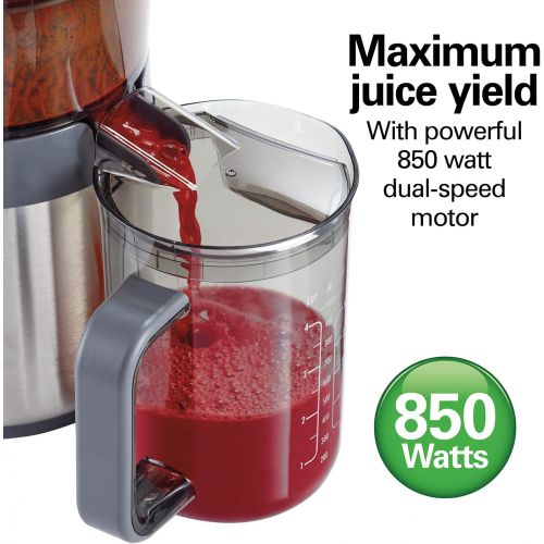  Hamilton Beach Juicer Machine, Centrifugal Extractor, Big Mouth 3 Feed Chute, Easy Clean, 2-Speeds, BPA Free Pitcher, Holds 40 oz. - 850W Motor, Silver