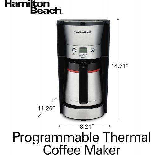  Hamilton Beach Thermal 10-Cup Coffee Maker, Programmable, Cone Filter, Flexible Brewing, Stainless Steel (46899A): Kitchen & Dining