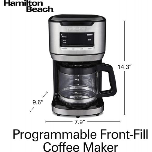  Hamilton Beach Programmable FrontFill Coffee Maker, Extra-Large 14 Cup Capacity, Black/Stainless (46390): Kitchen & Dining