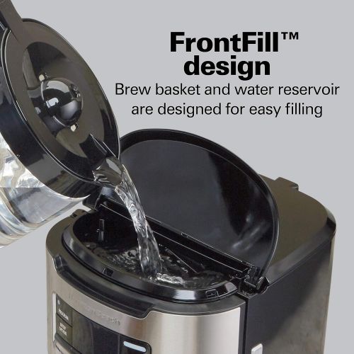  Hamilton Beach Programmable FrontFill Coffee Maker, Extra-Large 14 Cup Capacity, Black/Stainless (46390): Kitchen & Dining