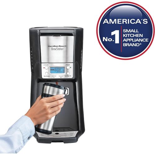  Hamilton Beach (48465) Coffee Maker with 12 Cup Capacity & Internal Storage Coffee Pot, Brewstation, Black & Stainless