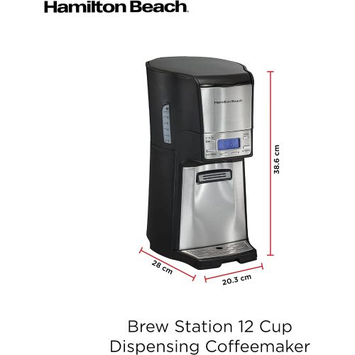 Hamilton Beach (48465) Coffee Maker with 12 Cup Capacity & Internal Storage Coffee Pot, Brewstation, Black & Stainless