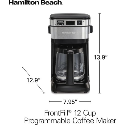  Hamilton Beach Programmable Coffee Maker, 12 Cups, Front Access Easy Fill, Pause & Serve, 3 Brewing Options, Black (46310): Kitchen & Dining