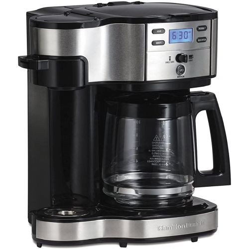  Hamilton Beach 2-Way Brewer Coffee Maker, Single-Serve and 12-Cup Pot, Stainless Steel (49980A), Carafe