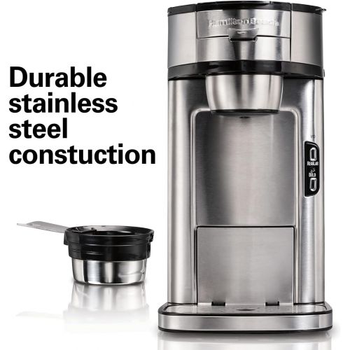  Hamilton Beach Scoop Single Serve Coffee Maker, Fast Brewing, Stainless Steel (49981A)