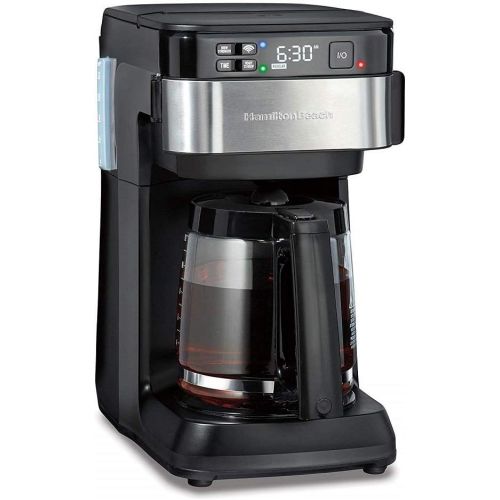  Hamilton Beach Works with Alexa Smart Coffee Maker, Programmable, 12 Cup Capacity, Black and Stainless Steel (49350)  A Certified for Humans Device