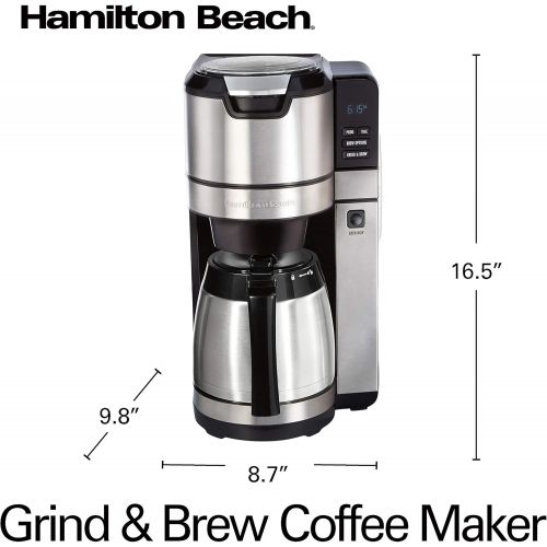  Hamilton Beach Programmable Coffee Maker with Built-In Auto-Rinsing Beans Grinder and Thermal Carafe, 10 Cups, Stainless Steel (45501): Kitchen & Dining