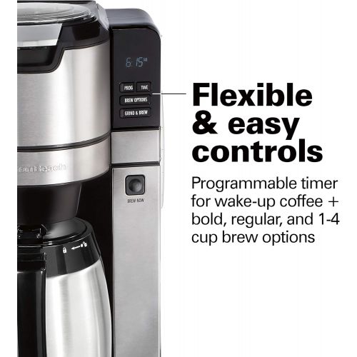  Hamilton Beach Programmable Coffee Maker with Built-In Auto-Rinsing Beans Grinder and Thermal Carafe, 10 Cups, Stainless Steel (45501): Kitchen & Dining