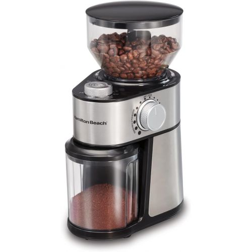  Hamilton Beach Electric Burr Coffee Grinder with Large 16oz Hopper and 18 Settings for 2-14 Cups, Stainless Steel (80385)