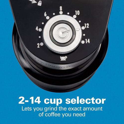  Hamilton Beach Electric Burr Coffee Grinder with Large 16oz Hopper and 18 Settings for 2-14 Cups, Stainless Steel (80385)