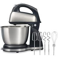 Hamilton Beach Classic Hand and Stand Mixer, 4 Quarts, 6 Speeds with QuickBurst, 290 Watts, Bowl Rest, Black and Stainless (64651), New